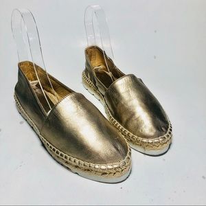 Carmen Saiz Leather Gold Espadrilles Sz.38 US 7.5